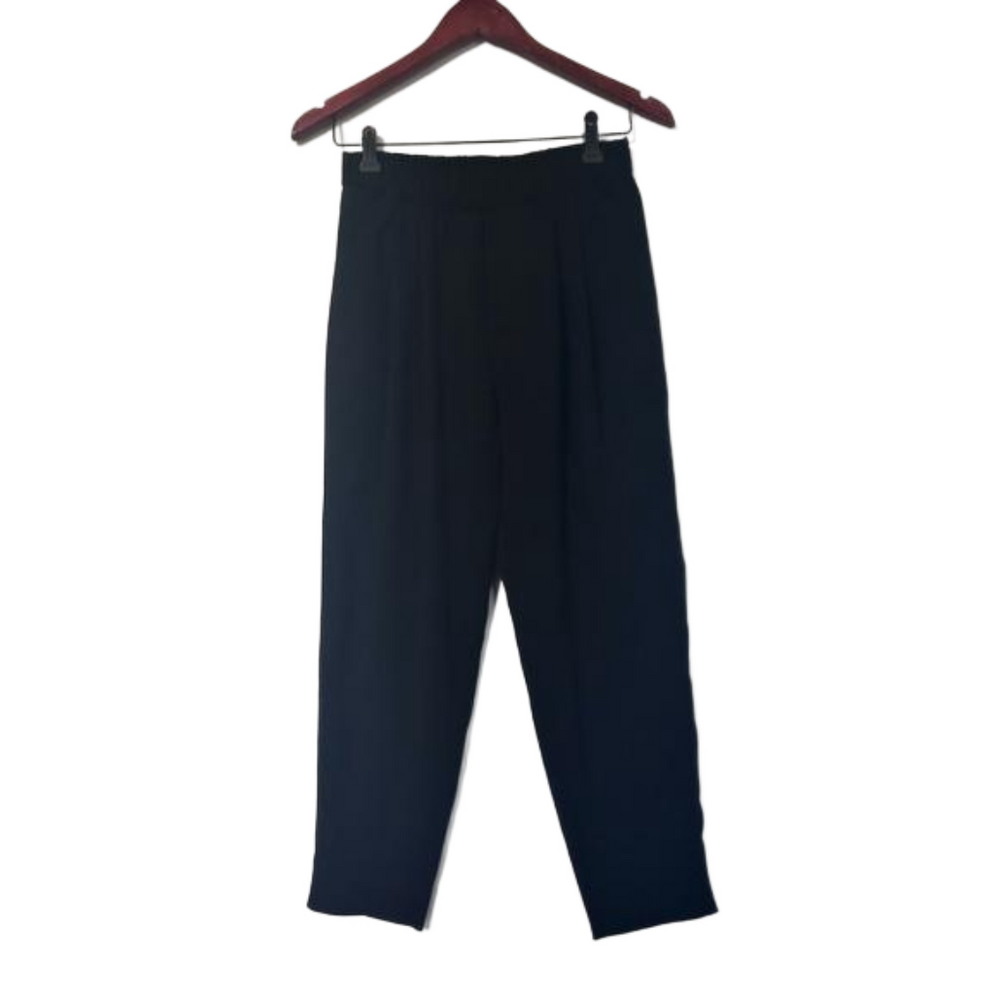 Nili Lotan Cropped Slouchy Acetate Blend Pant Black Trousers Womens Size xs